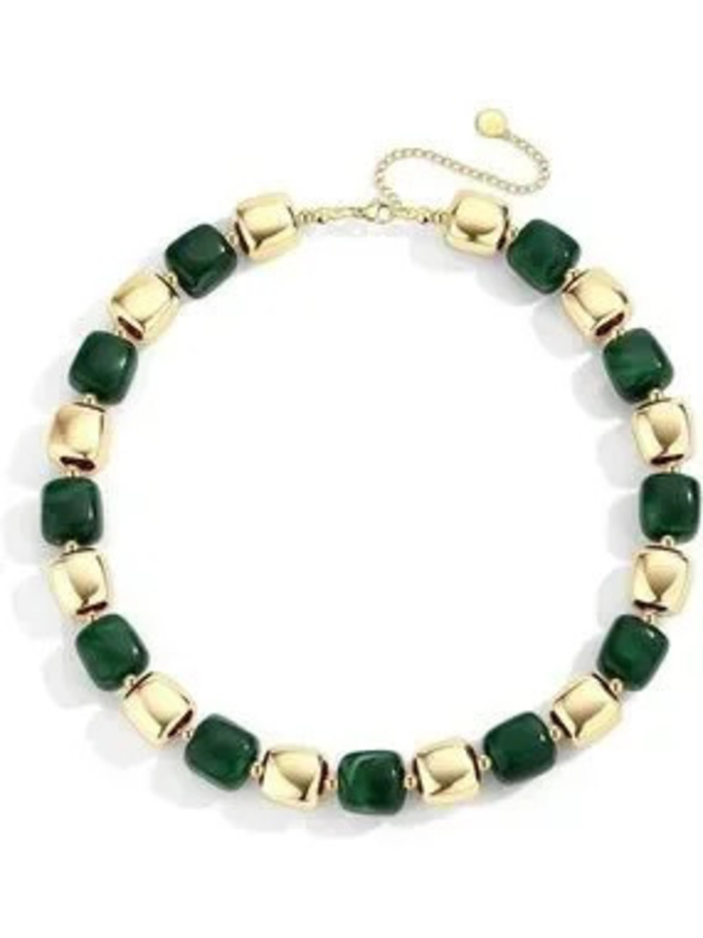 Anthropologie Gold Tone and Forest Green Chunky Bead Necklace